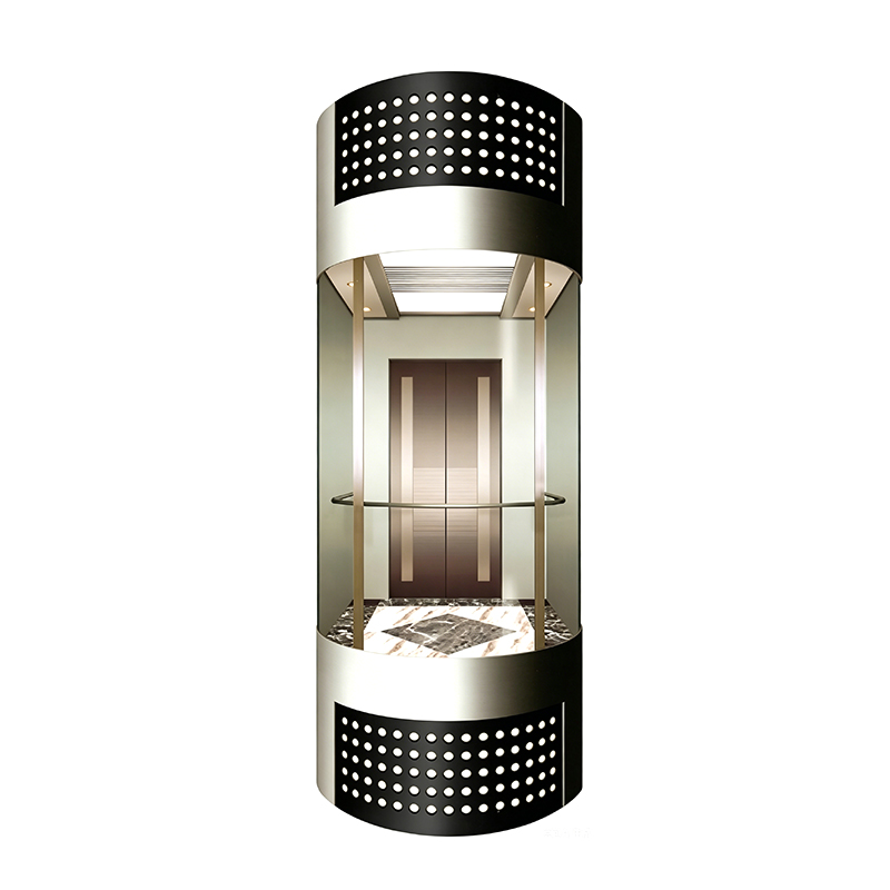 Ascensor turístico decorativo de acero inoxidable grabado con iluminación LED integrada en el techo