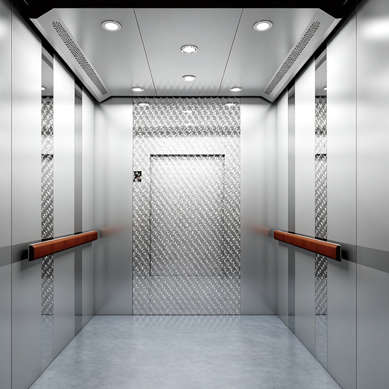 Elevador de pasajeros decorativo interior con acabado de línea de pelo comercial para edificios de varios pisos
