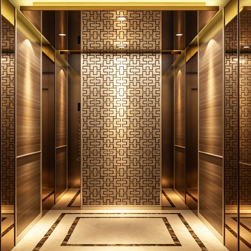 Ascensor Comercial de Pasajeros con Piso Artístico de Mármol