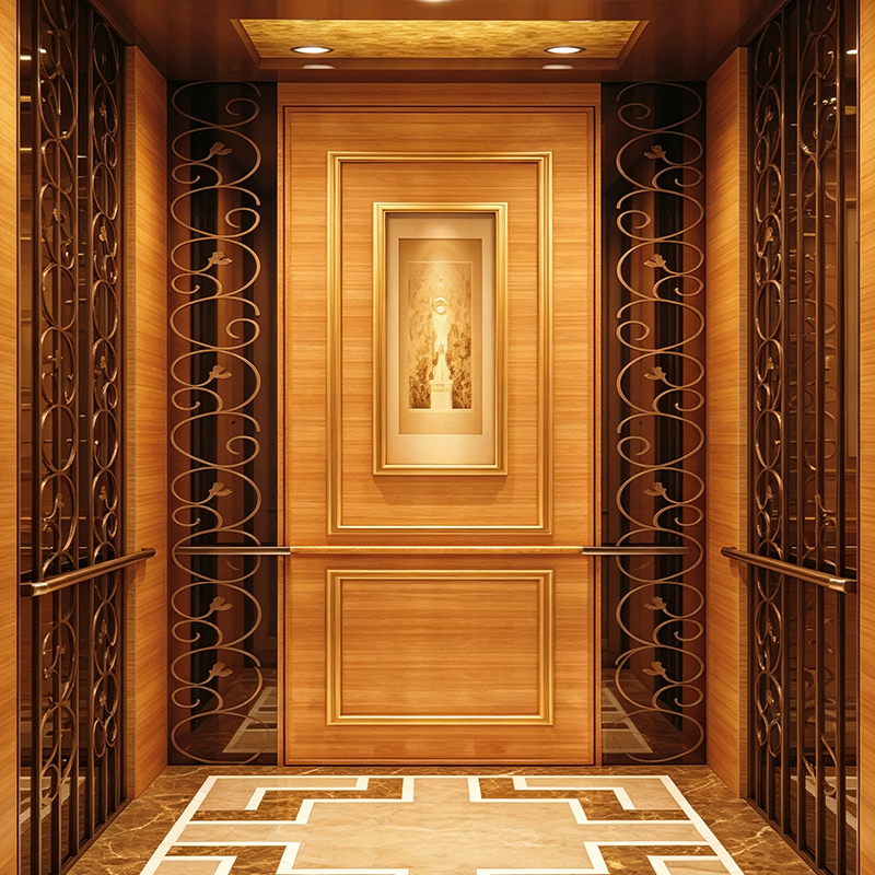 Ascensor residencial de acero inoxidable con espejo en oro rosa para villas privadas